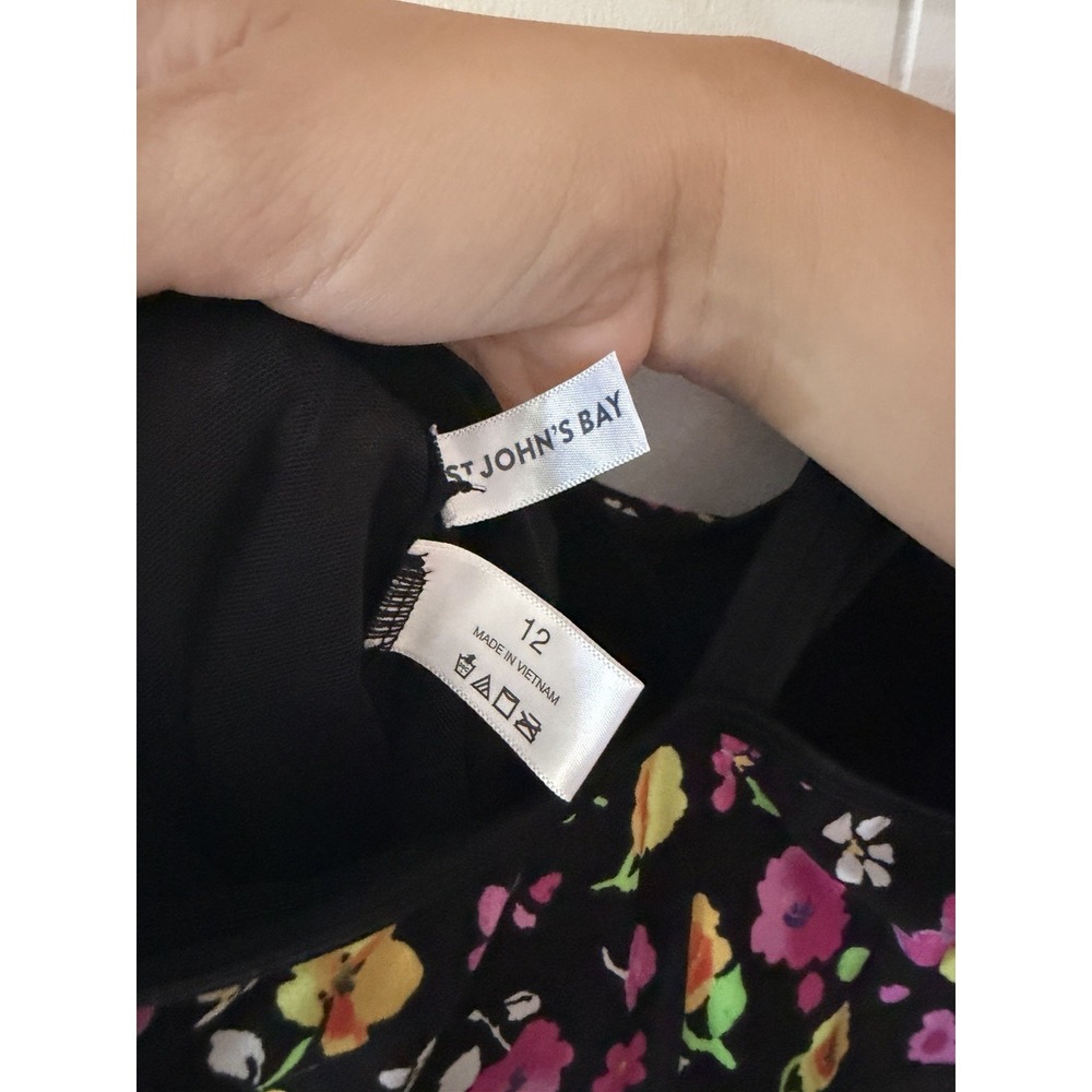 St. John's Bay Women's Size 12 Black Floral Swim Dress One Piece Swimsuit - Picture 3 of 9